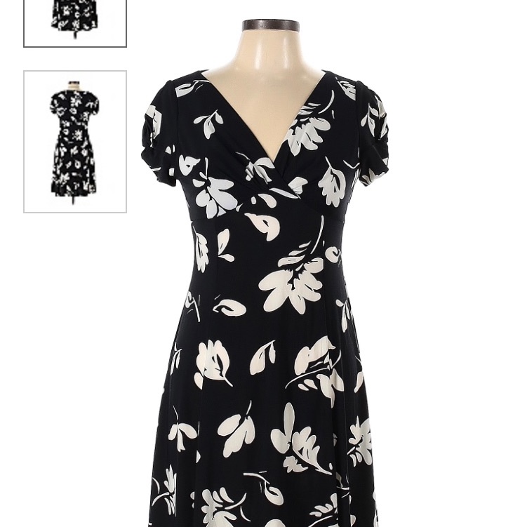 Chaps Black And White Floral Dress